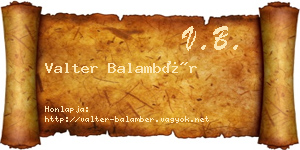 Valter Balambér névjegykártya
